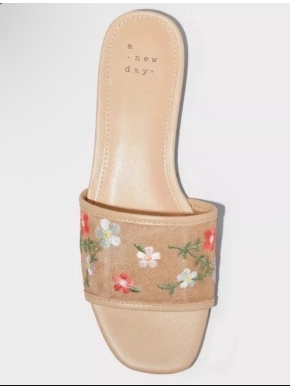 a new day Nude Embroidered Floral Slide Sandal